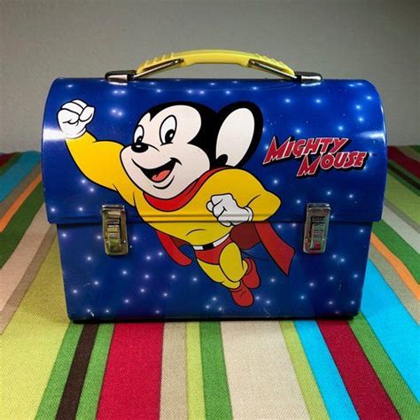 mighty mouse metal lunch box|Mighty Mouse Metal Tin Lunch Box 2000 Viacom Kids Cartoon.